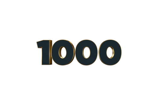 1000 subscribers celebration greeting Number with luxury design png