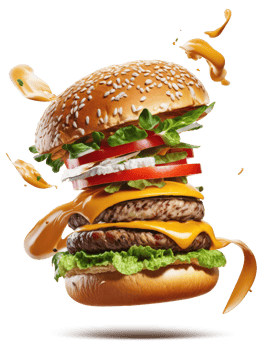 Flying Burger on a Transparent Background png