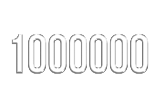 1000000 subscribers celebration greeting Number with silver design png