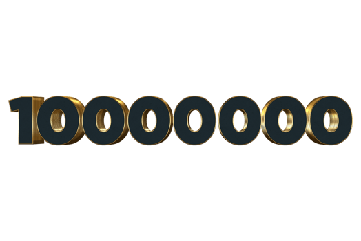 10000000 subscribers celebration greeting Number with luxury design png