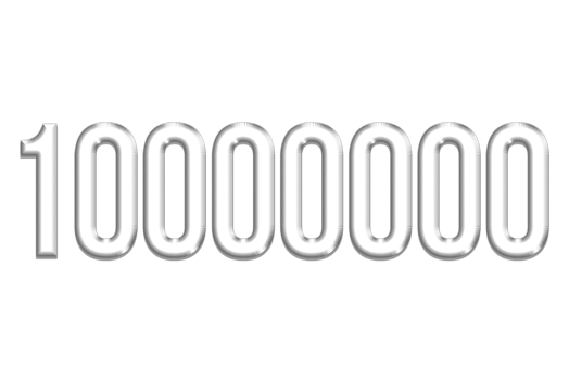 10000000 subscribers celebration greeting Number with silver design png
