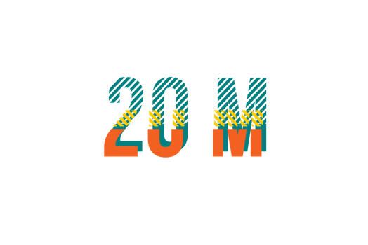 20 million subscribers celebration greeting Number with strips design png