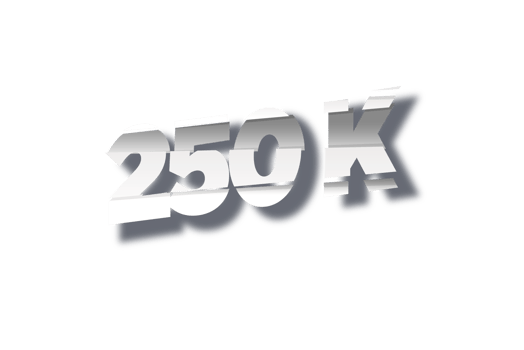 250 k subscribers celebration greeting Number with cutting design png