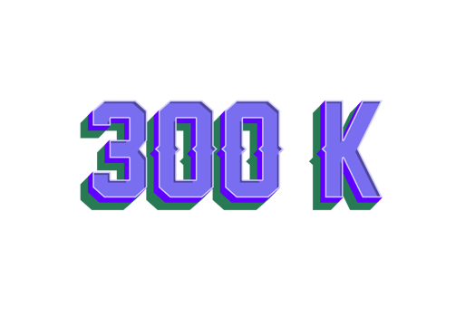 300 k subscribers celebration greeting Number with vintage design png