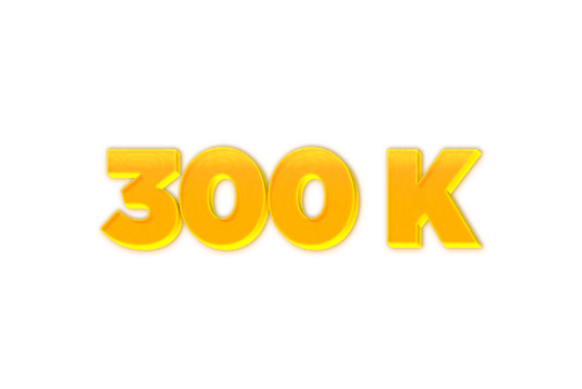 300 k subscribers celebration greeting Number with yellow design png