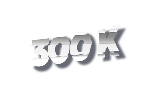 300 k subscribers celebration greeting Number with cutting design png