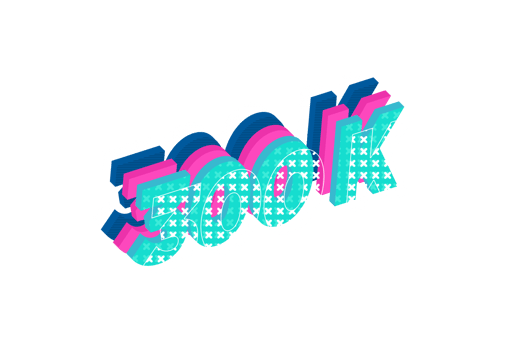 300 k subscribers celebration greeting Number with multi layers design png