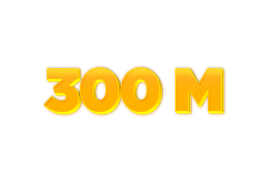 300 million subscribers celebration greeting Number with yellow design png
