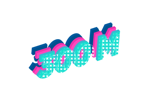 300 million subscribers celebration greeting Number with multi layers design png