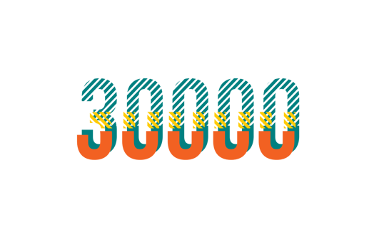 30000 subscribers celebration greeting Number with strips design png