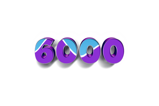 6000 subscribers celebration greeting banner with Blue Purple Design png