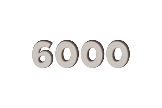 6000 subscribers celebration greeting Number with marble engraved design png