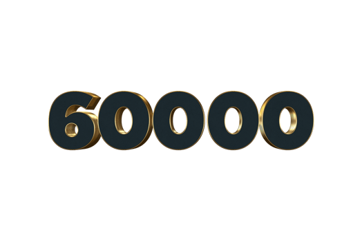 60000 subscribers celebration greeting Number with luxury design png