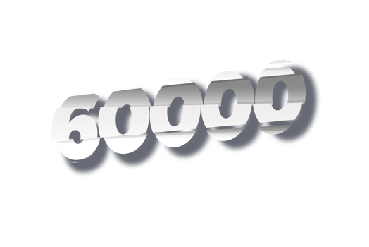 60000 subscribers celebration greeting Number with cutting design png