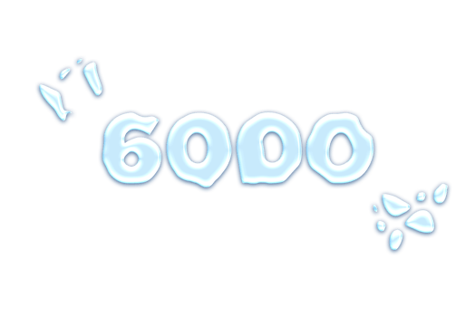 6000 subscribers celebration greeting Number with water design png
