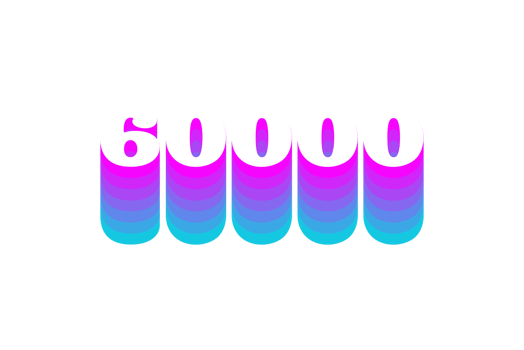 60000 subscribers celebration greeting Number with multi color design png
