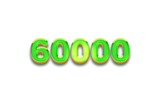 60000 subscribers celebration greeting Number with candy design png