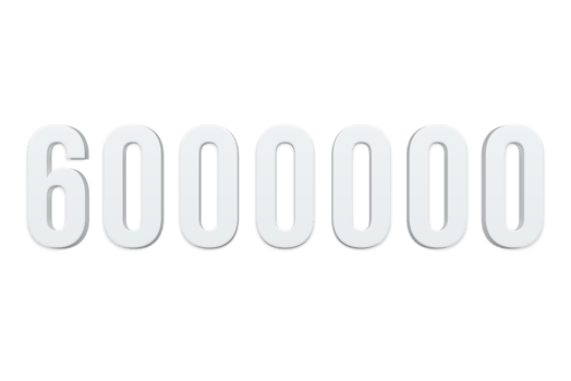 6000000 subscribers celebration greeting Number with minimal design png