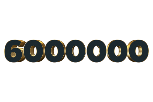 6000000 subscribers celebration greeting Number with luxury design png