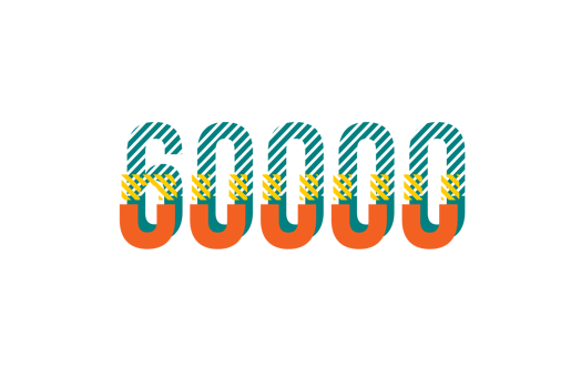 60000 subscribers celebration greeting Number with strips design png