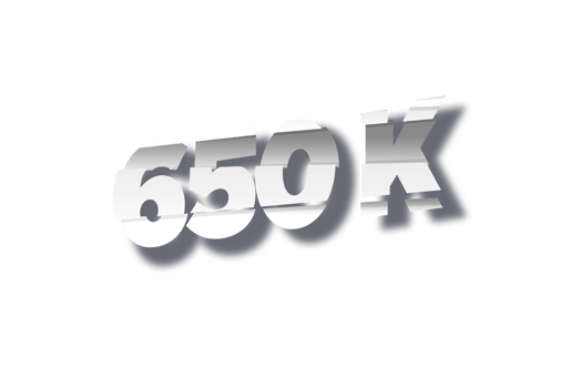650 k subscribers celebration greeting Number with cutting design png