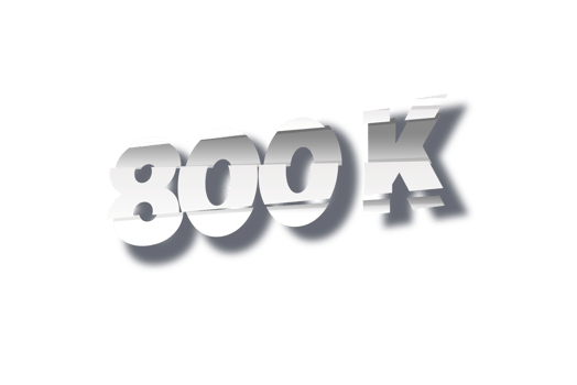 800 k subscribers celebration greeting Number with cutting design png