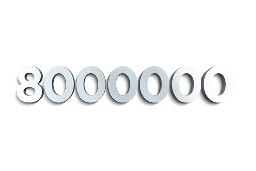 8000000 subscribers celebration greeting Number with steel design png