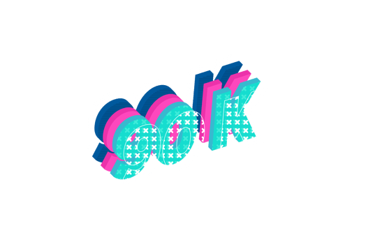 90 k subscribers celebration greeting Number with multi layers design png