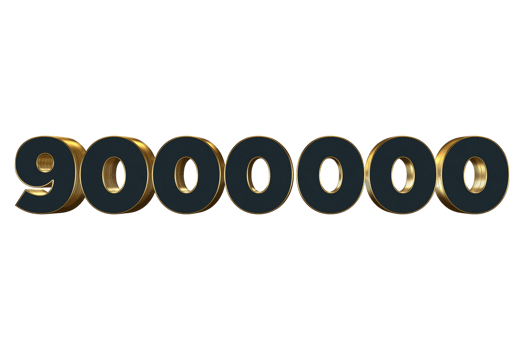 9000000 subscribers celebration greeting Number with luxury design png