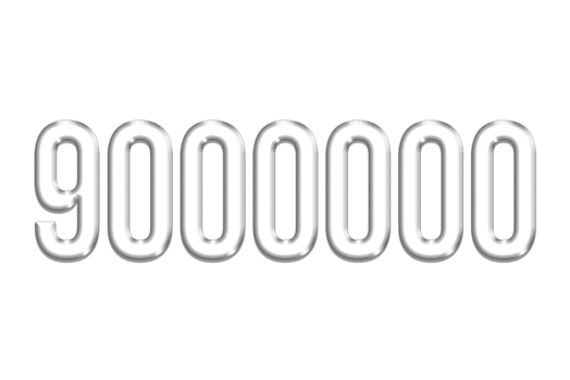 9000000 subscribers celebration greeting Number with silver design png