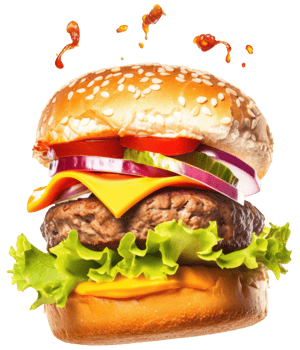 Flying Burger on a Transparent Background png