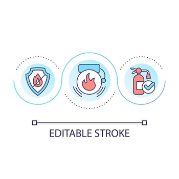 Fire safety loop concept icon. Workplace protection. Emergency training. Way to prevent accidents abstract idea thin line illustration. Isolated outline drawing. Editable stroke vector