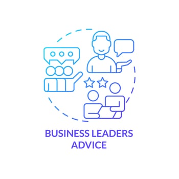 Business leaders advice blue gradient concept icon. Professional help. Supportive mentorship. Cooperation abstract idea thin line illustration. Isolated outline drawing vector