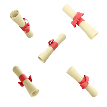 3d rendering graduation certificate icon set. 3d render official written certificate different positions icon set. png