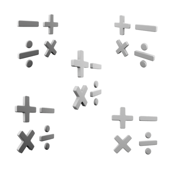 3d rendering basic mathematical symbols icon set. 3d render signs of multiplication, addition, subtraction and division different positions icon set. png