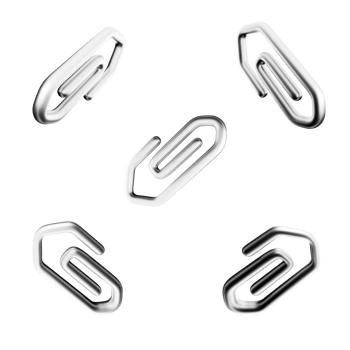 3d rendering paper clip icon set. 3d render Metal fixture, clip for fastening papers different positions icon set. png