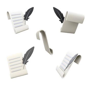 3d rendering filled sheet with black feather different positions icon set. 3d render old way of writing with feather, education icon set. png