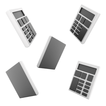 3d rendering simple white calculator icon set. 3d render computing device different positions icon set. png