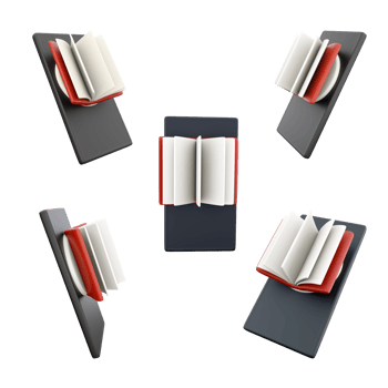 3d rendering eBook icon set. 3d render read a book on your phone different positions icon set.. png