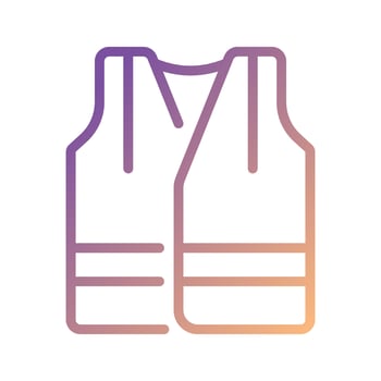 Reflective vest pixel perfect gradient linear vector icon. Visible uniform for miners. Heavy industry equipment. Thin line color symbol. Modern style pictogram. Vector isolated outline drawing