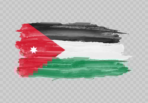 Watercolor painting flag of Jordan vector