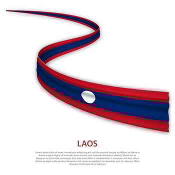 Waving ribbon or banner with flag of Laos vector