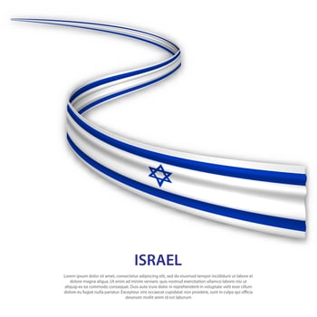 Waving ribbon or banner with flag of Israel vector