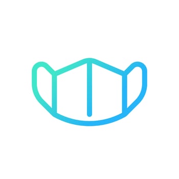 Medical face mask pixel perfect gradient linear ui icon. Protective equipment. Disease prevention. Line color user interface symbol. Modern style pictogram. Vector isolated outline illustration