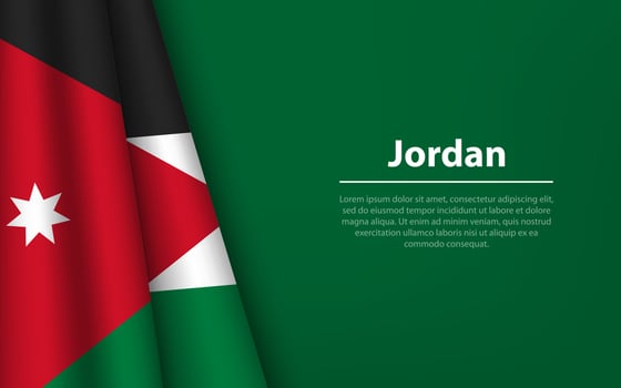 Wave flag of Jordan with copyspace background. vector