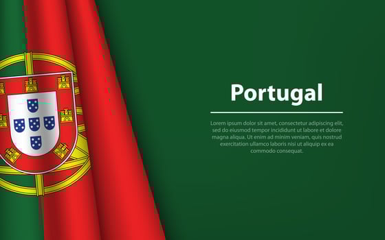 Wave flag of Portugal with copyspace background. vector