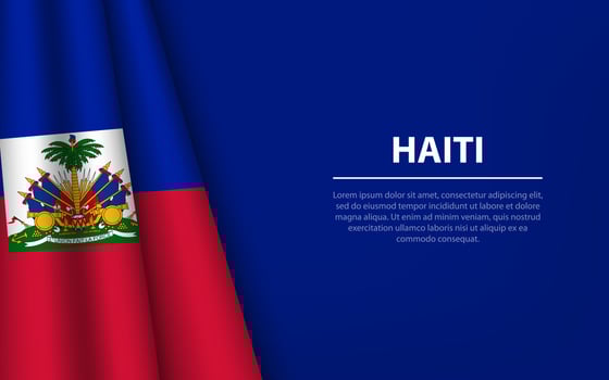 Wave flag of Haiti with copyspace background. vector