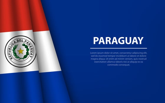 Wave flag of Paraguay with copyspace background. vector