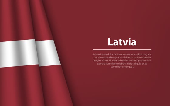 Wave flag of Latvia with copyspace background. vector