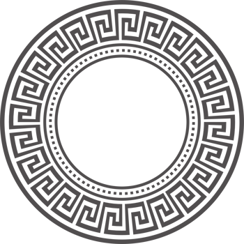 Greek round border. Circle meander frame with ancient ornament. Roman Mediterranean pattern decor png